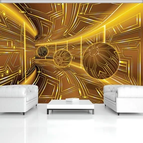 Fototapeta - Žltá ulička s loptičkami (254x184 cm)