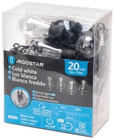Aigostar - LED vonkajší dekoratívny svetelný reťazec 20xLED/13m IP44 studená biela