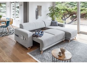 Svetlosivá rozkladacia/s úložným priestorom rohová pohovka Classy Sophie – Miuform