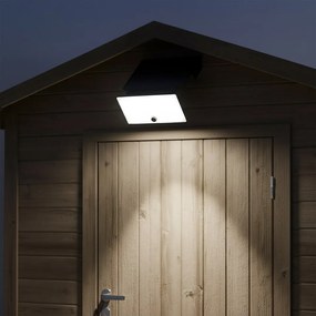 Exteriérové solárne nástenné LED svietidlo Fuji, 1x LED 8w, čierna, pohybový senzor