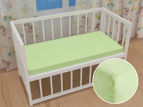 Detské froté napínacie prestieradlo do postieľky FR-018 Pastelovo zelené 70 x 140 x 10 cm - do postieľky