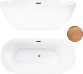 Aquauno Voľne Stojaca Vaňa 170x80 cm Medený Odtok A Prepad