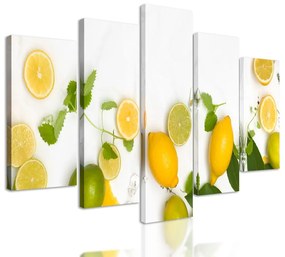 5-dielny obraz citrónové a limetkové zátišie