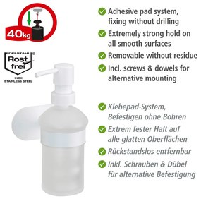 Biely samodržiaci sklenený dávkovač mydla 200 ml Orea – Wenko