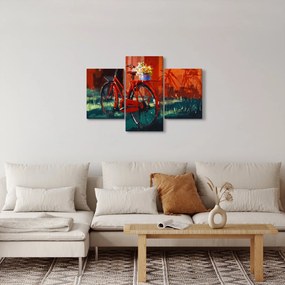 Obraz červeného kolesa, akrylová maľba (90x60 cm)