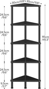 Rohový regál Vasagle Ebbi 30 cm černý