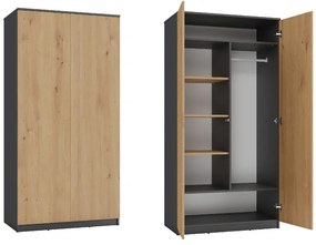 Šatníková skriňa Musecalo 3 (antracit + dub artisan). Akcia -21%. Vlastná spoľahlivá doprava až k Vám domov. 1132738