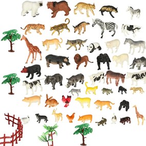 KIK Figúrky zvierat Zoo, Safari a Farma – hracia súprava 59 ks