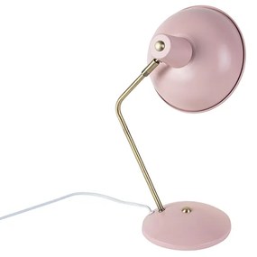 Retro stolná lampa ružová s bronzom - Milou