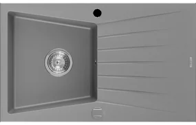 Mexen Cesar granitový jednokomorový drez s odkvapkávačom 775 x 470 mm, šedá - 6514771010-71