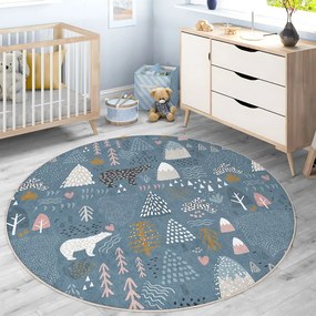 Modrý prateľný detský koberec ø150 cm Forest Land – Mila Home