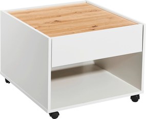 XXXLutz KONFERENČNÝ STOLÍK, biela, dub artisan, kompozitné drevo, 60/60/45 cm Boxxx - Stolíky do obývačky - 000572042901