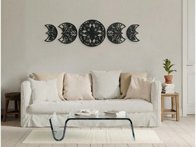 drevko 5-dielna mandala na stenu Rozmer obrazu: 18,5 x 65 cm, Farba dekorácie: Čierna