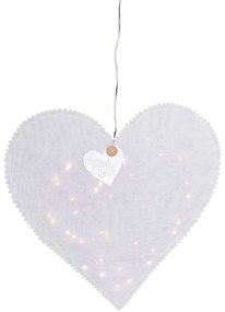 Biele závesné srdce HEARTLIGHT s LED svetelným reťazcom