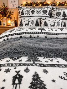 INTERMEDIC SK Posteľná obliečka Mikroplyš Merry Christmas sivá 140x200/70x90 cm – zapínanie na zips