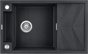 Deante Magnetic, granitový drez na dosku 820x500x219 mm Z/O, 3,5" + priestorovo úsporný sifón, 1-komorový, grafitová metalíza, ZRM_G113
