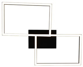 Stropné svietidlo štvorcové čierne 3-stupňové stmievateľné - Plazas Novo