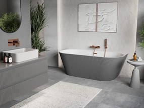 Mexen Oris, voľne stojaca ryhovaná vaňa 170 x 80 cm, biela-šedá, medený matný prepad, 52871708062-65