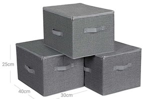 SongmicsHome Úložné boxy ELVIS, 3ks, 40x30x25cm, šedá
