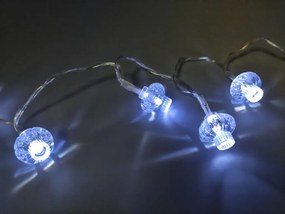 Vianočná LED svetelná reťaz s mini lampášmi, studená biela, 2m, na batérie