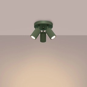 Stropné svietidlo Karbon, 3x olivovo zelené kovové tienidlo, (možnosť polohovania)