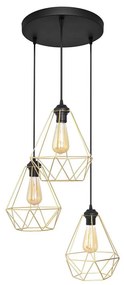 Luster na lanku KARO 3xE27/15W/230V zlatá/čierna