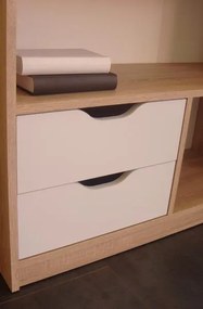 Regál / knižnica Sten 2, dub sonoma/biela