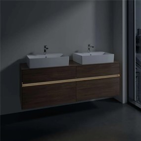 VILLEROY &amp; BOCH Collaro závesná skrinka pod dve umývadlá na dosku, 4 zásuvky, s LED osvetlením, 1600 x 500 x 548 mm, Arizona Oak, C137B0VH