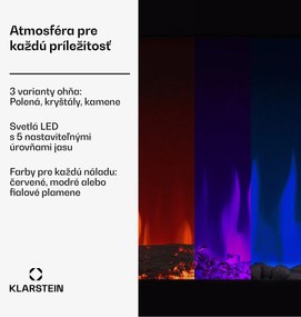 Klarstein Galeras Smart Inteligentný elektrický krb, 2 nastavenia teploty, 16 - 30°| LED ilúzia plameňa, Možnosť pripojenia k IOT