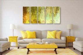5-dielny obraz abstraktné maľované stromy
