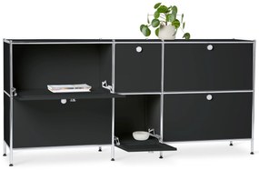 Veľká kovová odkladacia skrinka »CN3« so 6 výklopnými priehradkami, čierna