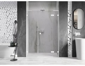 Mexen Lunar L, pravé otočné sprchové dvere 120 cm, 8mm číre sklo, biely profil, 834SL-120-050-20-00-P