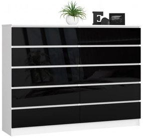 Komoda K160 10SZ CLP čierna, lesk