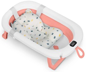 Skladacia detská vanička s teplomerom a vložkou Ricokids RK-287 biela a ružová