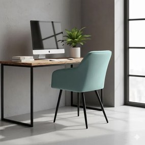 Sada štyroch jedálenských stoličiek DIAMANTE zamatové, tyrkysové / čierne nohy (4 ks)