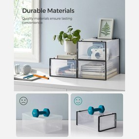 Krabice na topánky, balenie 18 ks, do veľkosti 42, stohovateľné, číre a čierne