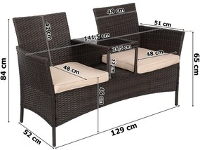 Zahradní lavice z technoratanu CORDOBA hnědá