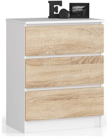 Komoda K60 3SZ CLP biela / sonoma