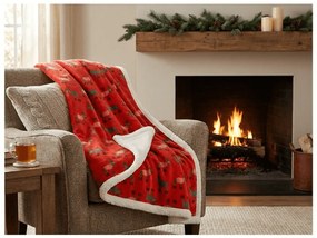 Baránková deka z mikroplyšu BUFFALO DEER červená Rozmer: 150 x 200 cm