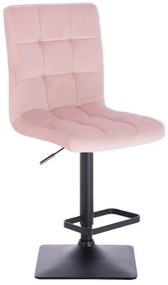 LuxuryForm DESIGN Barová stolička TOLEDO VELUR na čiernej hranatej podstave   - ružová