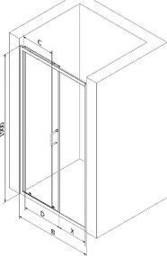 Mexen Apia, posuvné dvere do otvoru 105 x 190 cm, 6mm číre sklo, čierny profil, 845-105-000-70-00