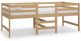 vidaXL Stredne vysoká posteľ, medovo hnedá, borovicový masív 90x200 cm