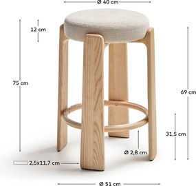 Béžová/v svetlo prírodnej farbe barová stolička z jaseňového dreva (výška sedadla 75 cm) Granite – Kave Home