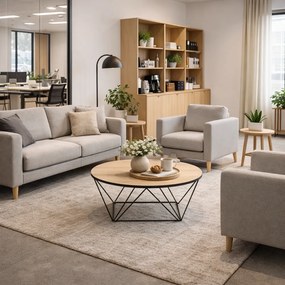 Okrúhly konferenčný stôl WIRE, priemer 105 cm, buk