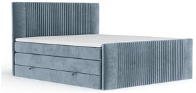 Modrá boxspring posteľ s úložným priestorom 180x200 cm Bergamo – Maison de Rêve
