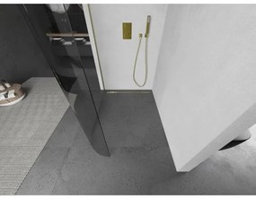 Mexen Kioto L, sprchová zástena Walk-In 80 x 200 cm, 8mm číre sklo, zlatý matný profil, 800-080-103-55-06