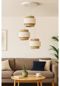 Luster na lanku BOHO 3xE27/60W/230V krémová/juta