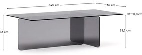 Sivý sklenený konferenčný stolík 60x120 cm Zaren – Kave Home