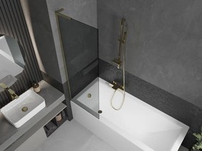 Mexen Next L, 1-krídlová vaňová zástena 60 x 150 cm, 6mm šedé sklo, zlatý lesklý profil, 895-060-000-03-40-50