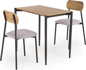 Jedálenský set pre 2 osoby NANDO dub prírodný/čierny